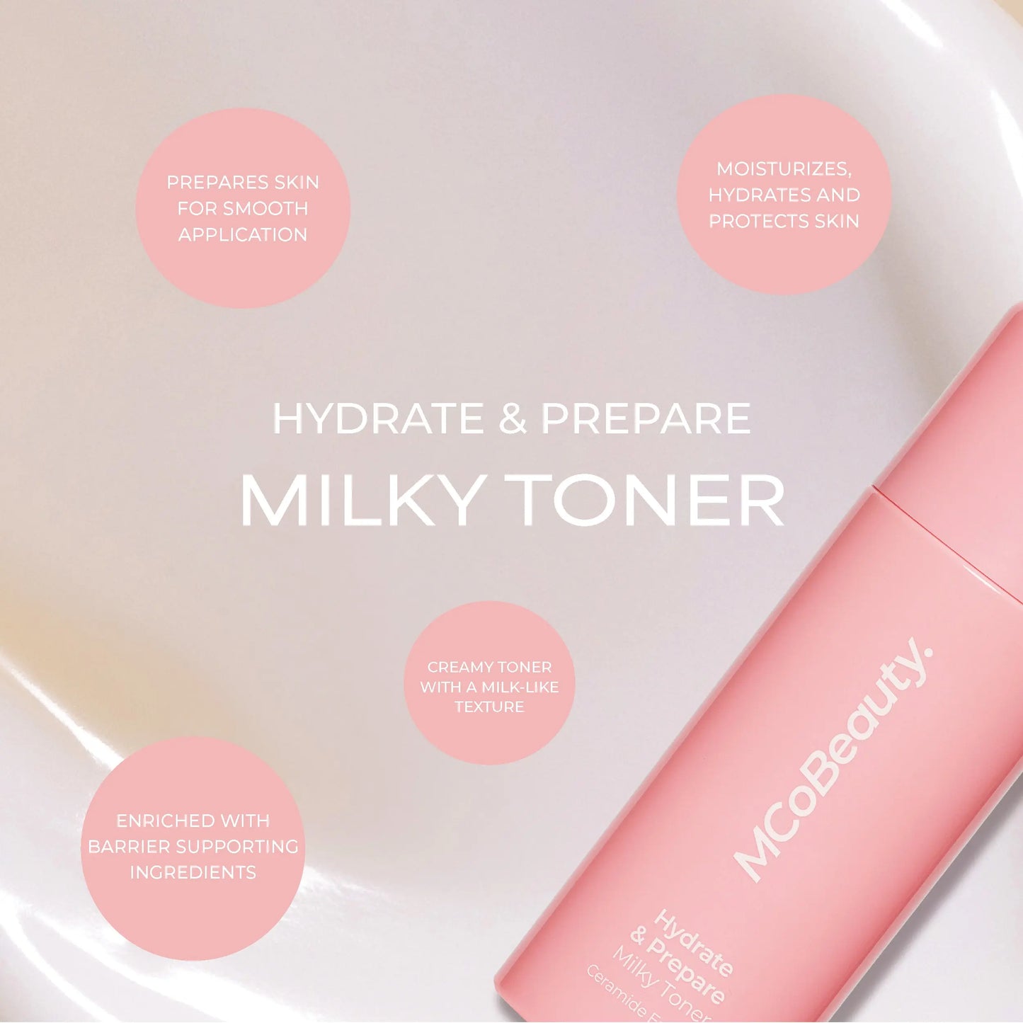 Mcobeauty Hydrate & Prepare Milky Toner, Ceramide and Hyaluronic Acid Toner, Glazing Dewy Toner