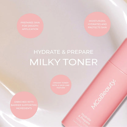 Mcobeauty Hydrate & Prepare Milky Toner, Ceramide and Hyaluronic Acid Toner, Glazing Dewy Toner