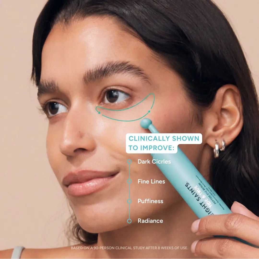 Peptide Eye Serum by Eight Saints Skincare - Cooling Rollerball under Eye Serum for Puffiness Dark Circles & Wrinkles with Peptides Hyaluronic Acid MSM & Reishi Mushroom