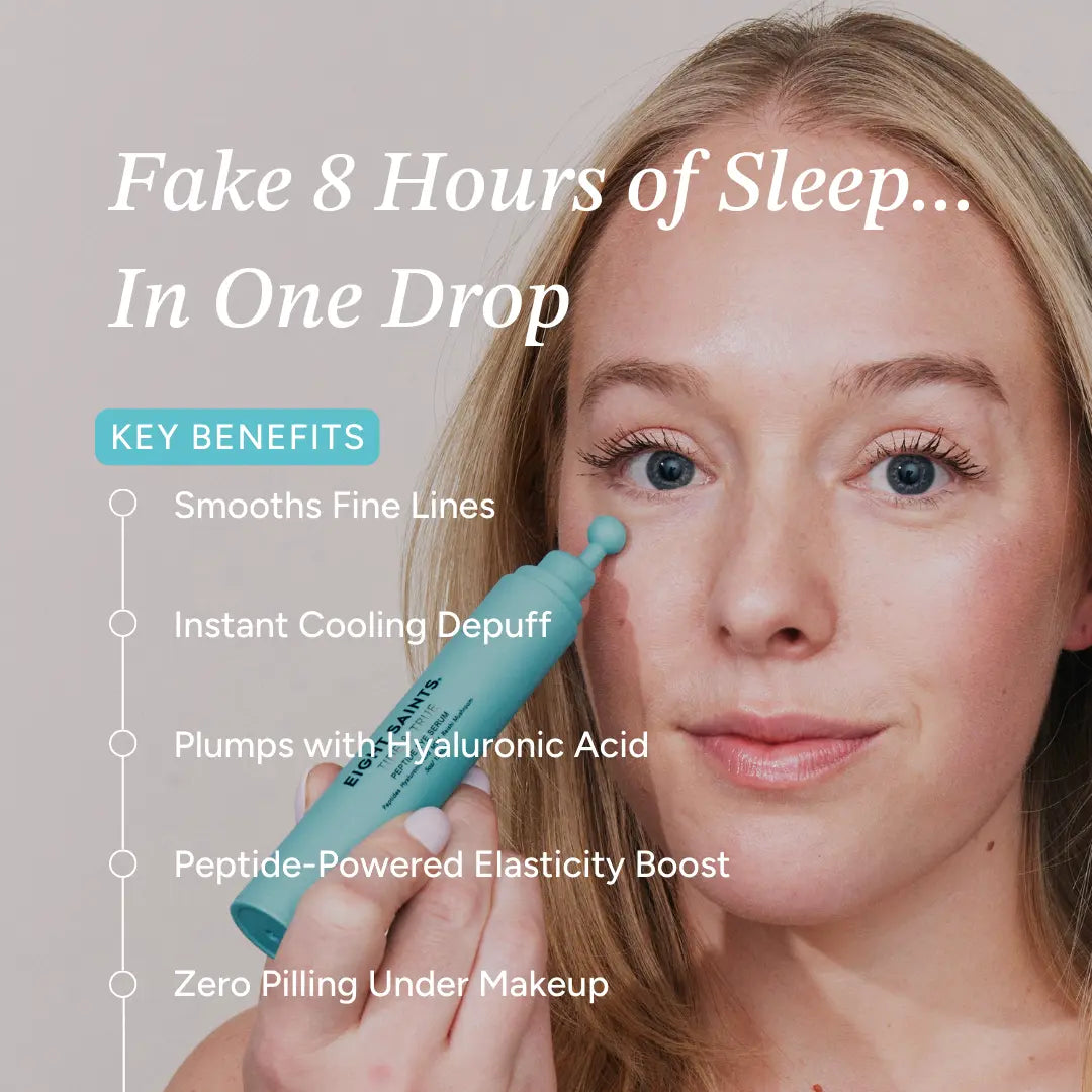 Peptide Eye Serum by Eight Saints Skincare - Cooling Rollerball under Eye Serum for Puffiness Dark Circles & Wrinkles with Peptides Hyaluronic Acid MSM & Reishi Mushroom