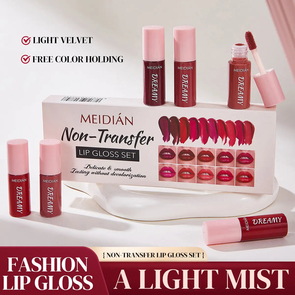 Popular 10-Color Liquid Lip Gloss Set – Enhances Complexion, Waterproof, Non-Sticky for Long-Lasting Lip Color, Everyday Wear & Gifting - Ideal Beauty Gift for Women, Lip Cosmetics & Makeup Sets
