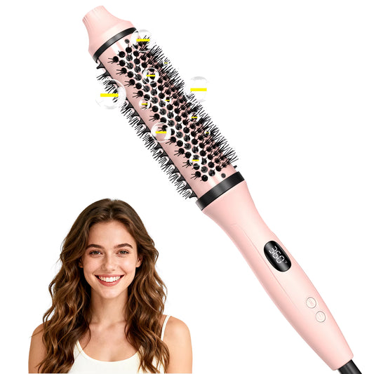 Ultimate Dual Voltage Ionic Thermal Brush - Curl & Straighten with 6 Temp Settings & LED Display Hot Air Styler