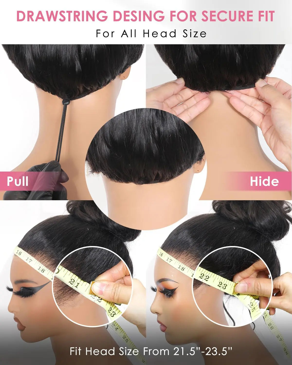Beluck Glueless 13X6 Lace Front Wigs Human Hair with Drawstring 220% Density Body Wave Human Hair Wig Ear to Ear HD Lace Frontal Pre Plucked Wear Go Glueless Wigs Human Hair